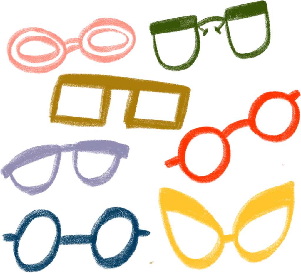 Illustration of different glasses frames
